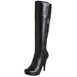Guess Women's Teddie Tall Shaft Platform Boot  Leather Black 7.5 Knee
